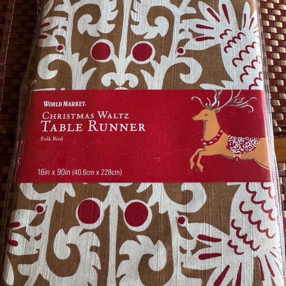 NWT World Market Christmas Waltz Scandinavian Table Runner & Ten Placemats - Picture 7 of 9